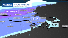 Updated snowfall map for Boston and the rest of New England for Sunday, Feb. 9, 2025, after a winter storm hits.