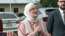 Tufts student Rumeysa Ozturk speaks moments after being released from an ICE detention facility in Louisiana on Friday, May 9, 2025.