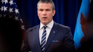 U.S. Defense Secretary Pete Hegseth speaks during a news conference at the Pentagon on June 22, 2025 in Arlington, Virginia.